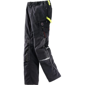 Terrax Workwear Herren Bundhose, schwarz/limette, Gr. 54, mit vielen Taschen und Kniebesatz.
