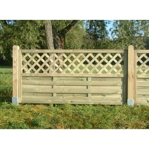Druckimprägnierter Sichtschutzzaun Kassel, 90x180 cm, mit Rankausschnitt. Gartenzaun aus Holz.