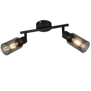 Schwarzer Reality Strahler Mars mit 2 Spots und rauchfarbenen Gläsern.