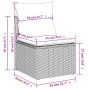 Skizze Gartenmöbel: Schwarzes Rattan Sofa mit Kissen, Maße eingezeichnet. Teil der vidaXL 9-Tlg Garten-Sofagarnitur.