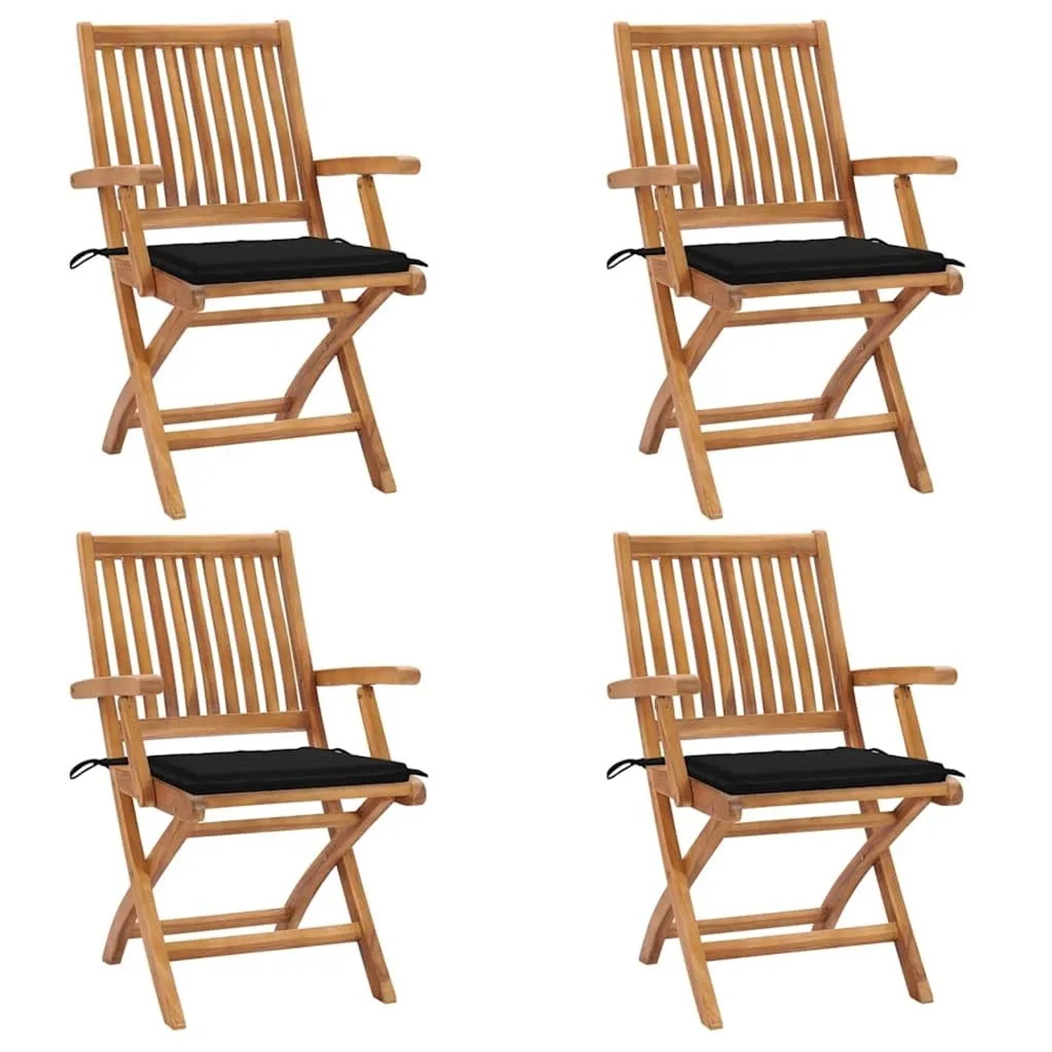 vidaXL Klappbare Gartenstühle mit Kissen 4 Stk Massivholz Teak 3072730 günstig online kaufen