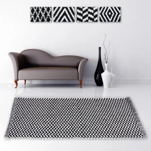 ProHome Teppich Black & White 60x90 cm Arrow im Wohnzimmer.