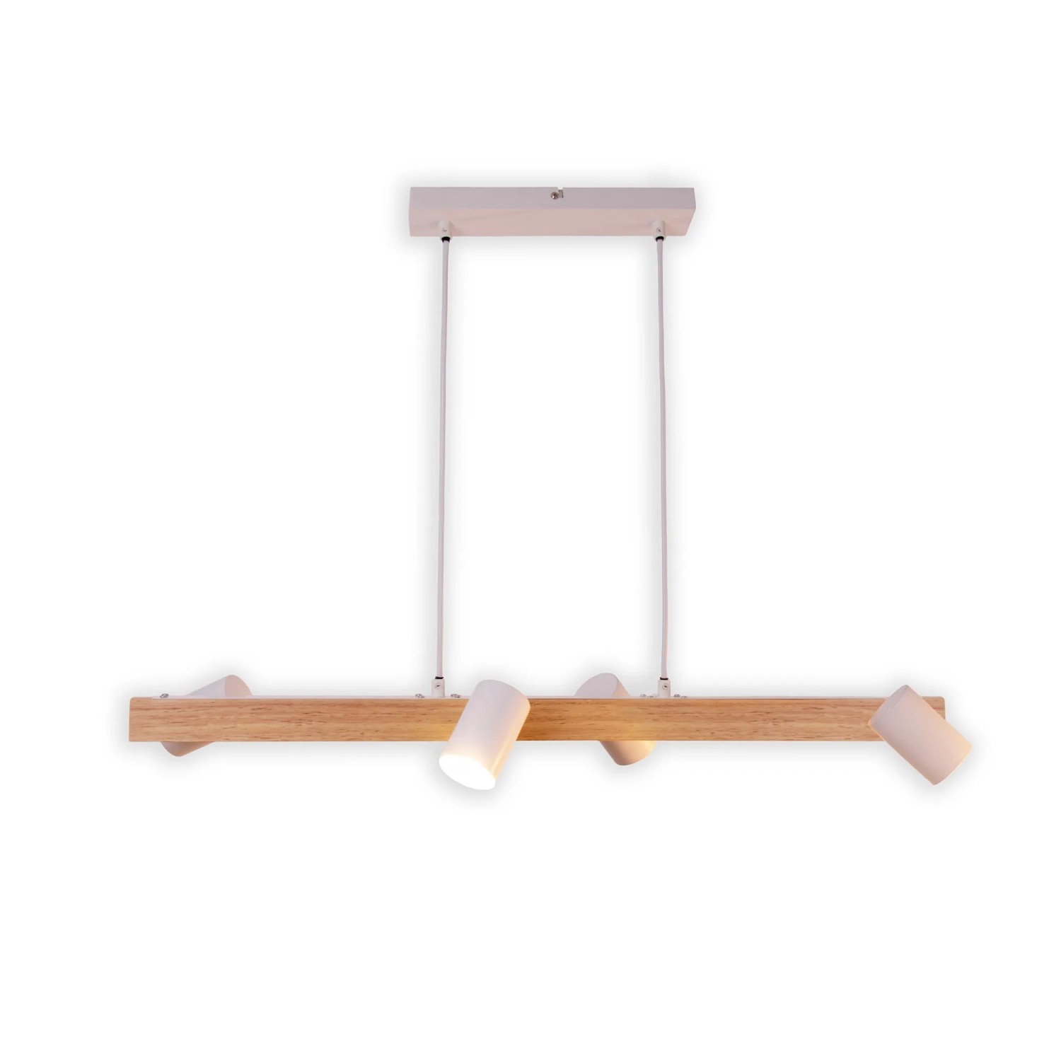 Näve Pendelleuchte Frida, 4-flammig, aus Holz und Metall in Weiß. Ideal für Esstisch oder Küche.