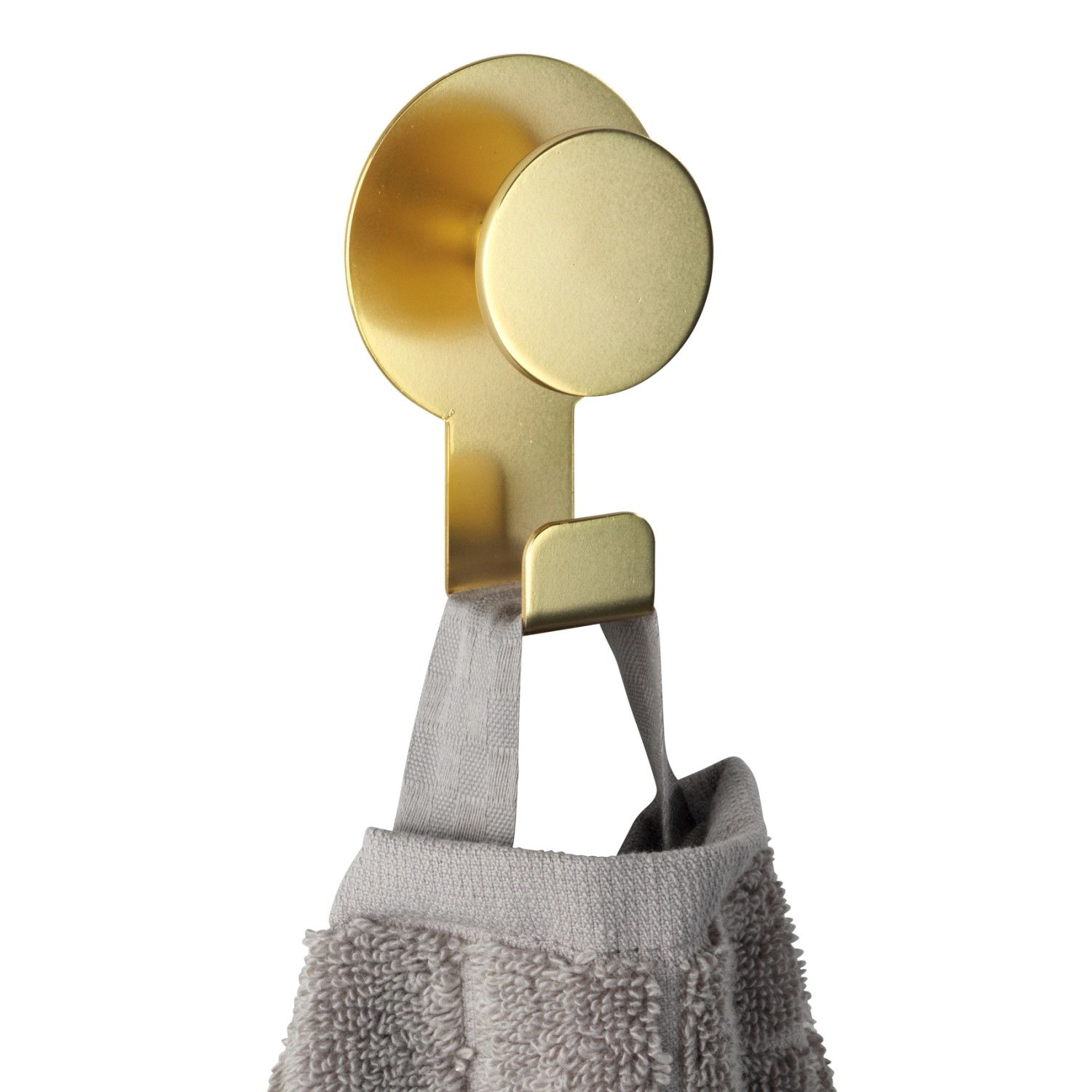 Wenko Wandhaken Blandas, gold matt, mit Handtuch. Edelstahl Handtuchhalter für Bad und Küche.