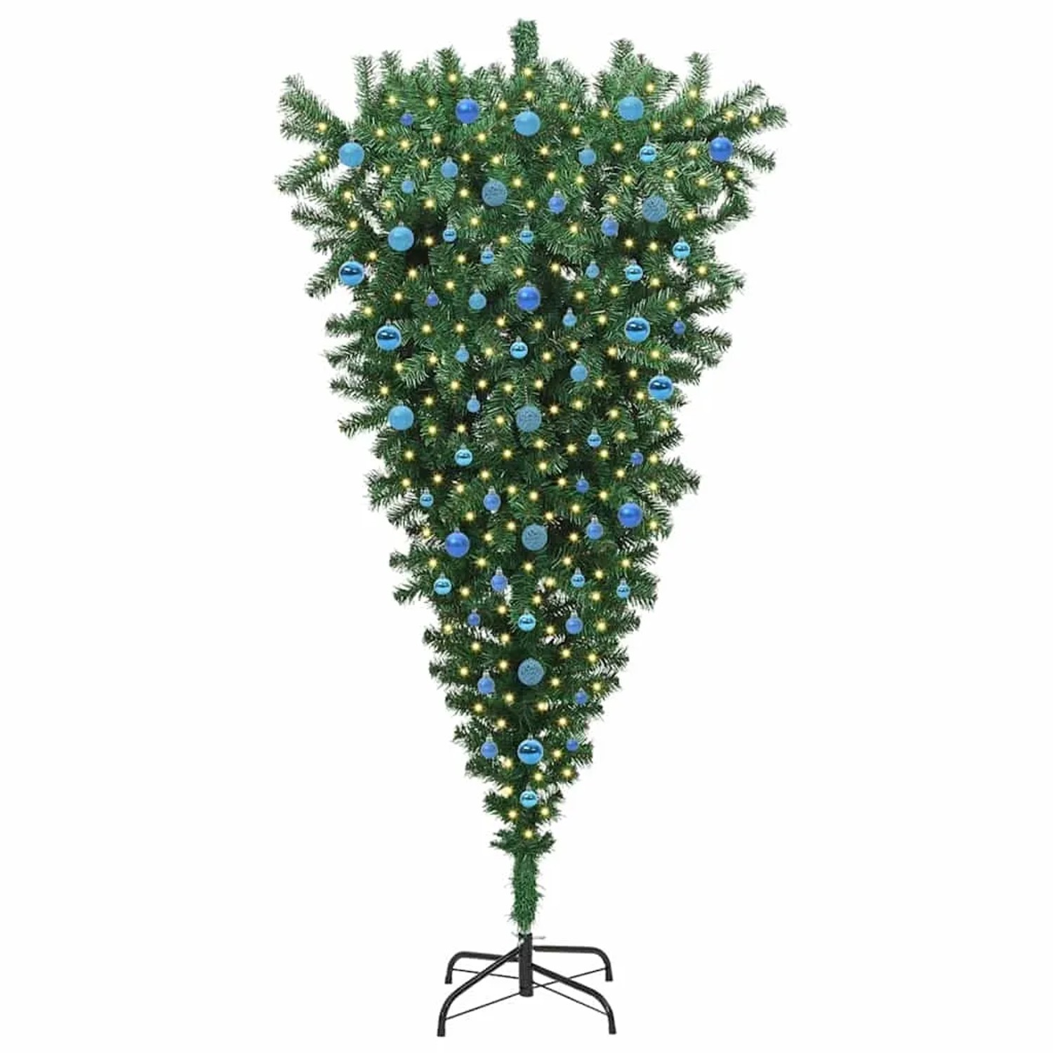 vidaXL Umgedrehter Kunst Weihnachtsbaum mit Kugelset Grün 210 cm PVC 3396880