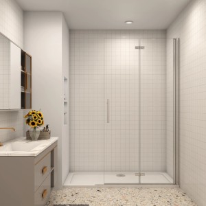 AICA Falttür Dusche 90x185cm, ESG Glas, Drehtür, Walk In Duschwand im Badezimmer.