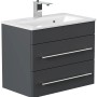 Posseik Badmöbel Portus 600 SlimLine in Grafit mit Waschbecken und zwei Schubladen.