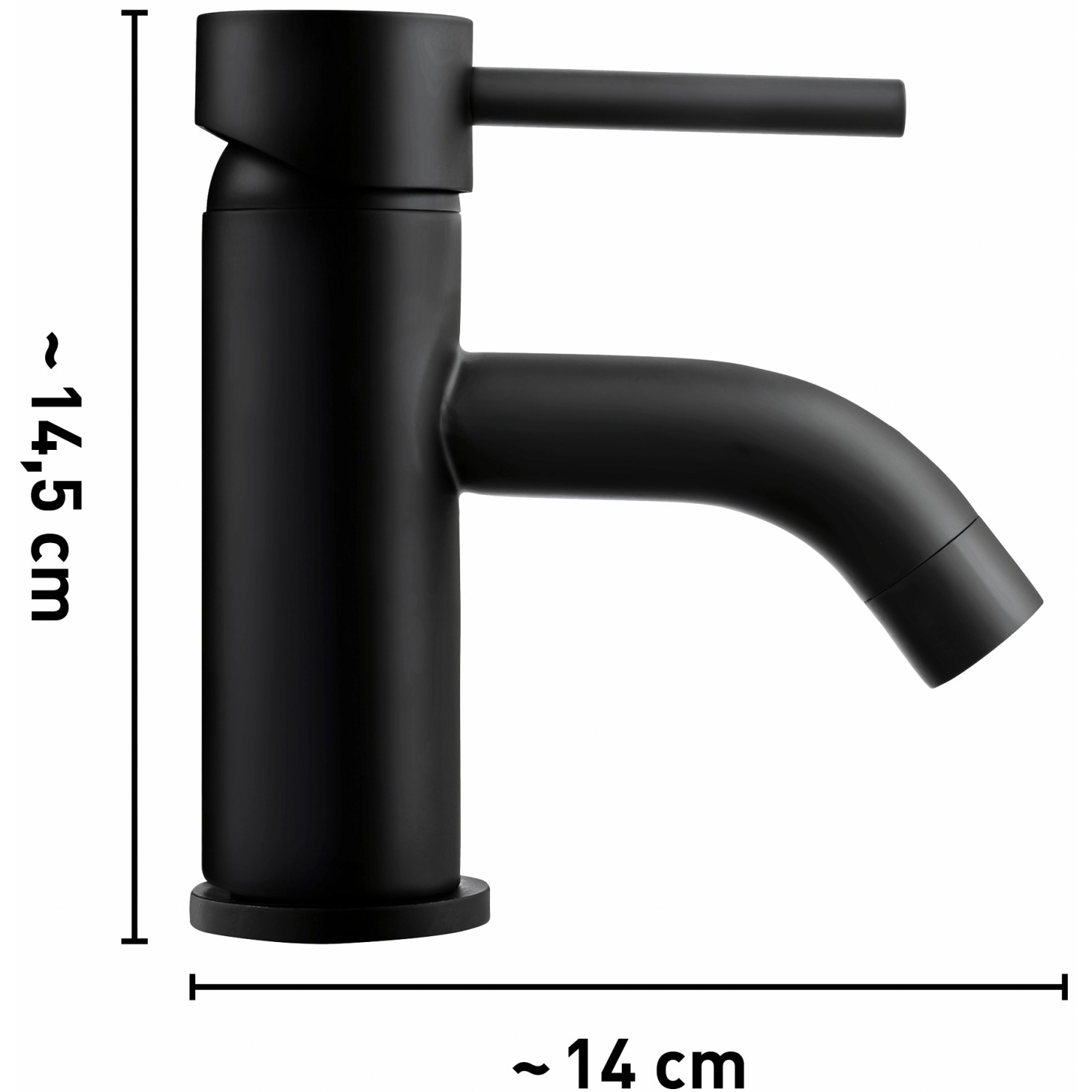 baliv Waschtischarmatur WT-210, schwarz-matt. Einhebelmischer für Waschbecken, modernes Design.