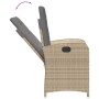 Verstellbarer Gartenstuhl aus Rattan, beige mit grauen Kissen, Teil der 9-tlg. vidaXL Garten-Essgruppe.