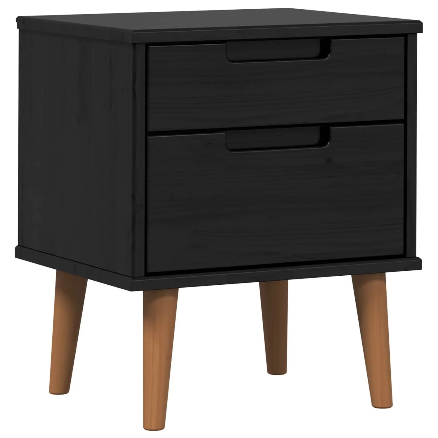 vidaXL Nachttisch Schwarz 40 x 35 x 48 cm Massives Kiefernholz 42020932