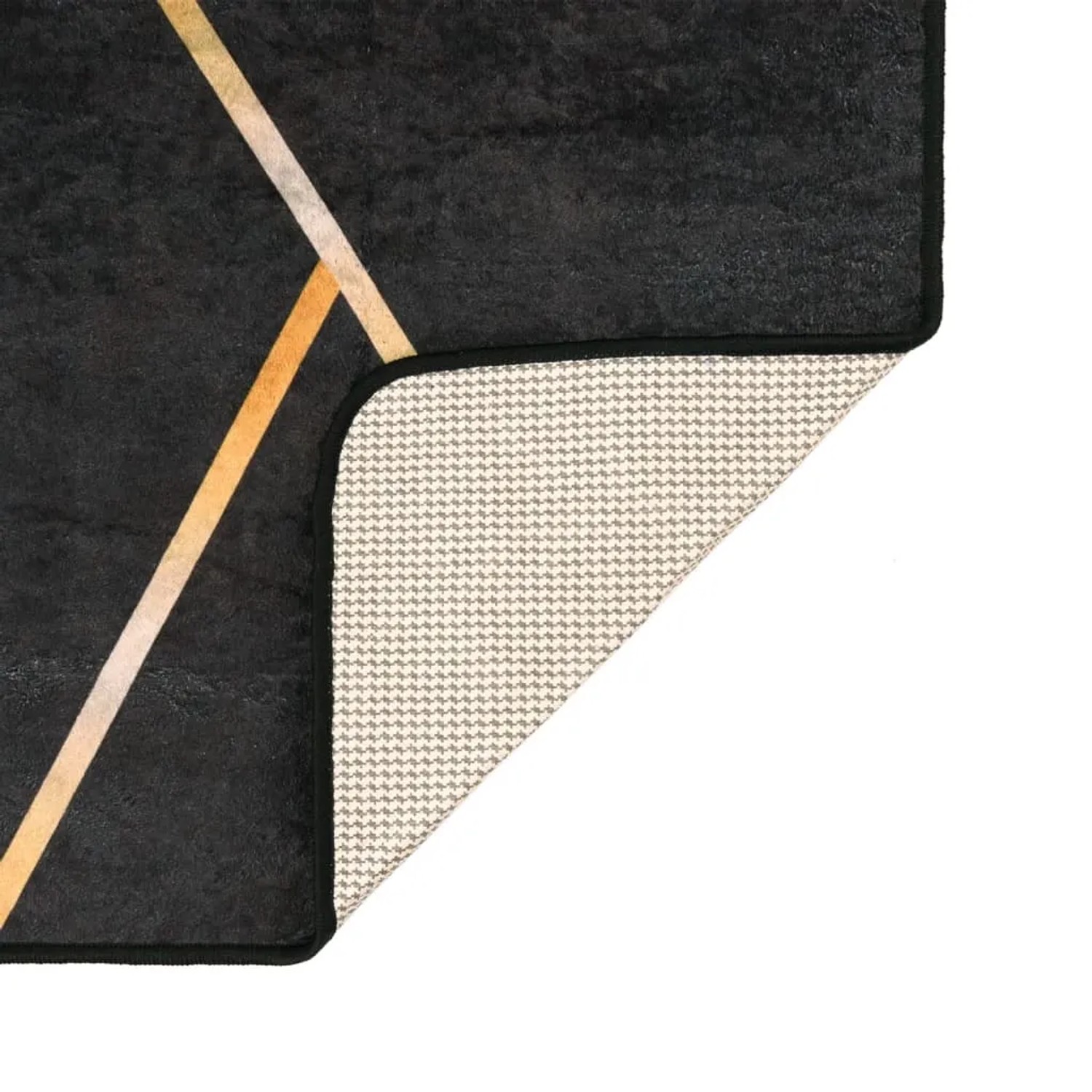 Waschbarer, rutschfester Teppich in Schwarz und Gold, 190x300 cm.