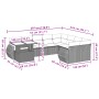 Braune 10-tlg. vidaXL Garten-Sofagarnitur aus Poly Rattan mit Tisch und Kissen.