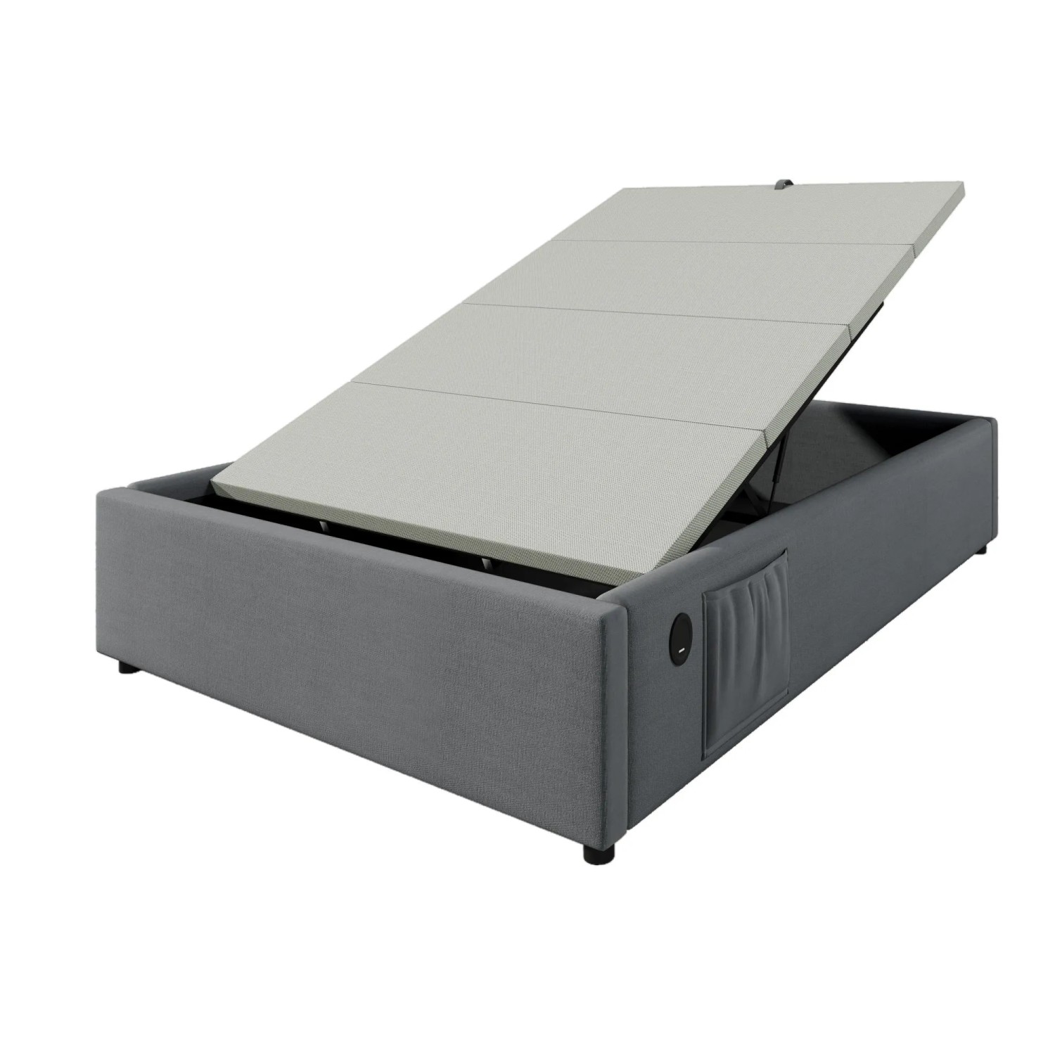 okwish Polsterbett 90x200cm mit Stauraum USB C Schlafzimmer Grau ohne Matratze