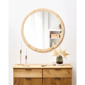 Beliani Wandspiegel ANLEZY Naturfarben 2x80x80
