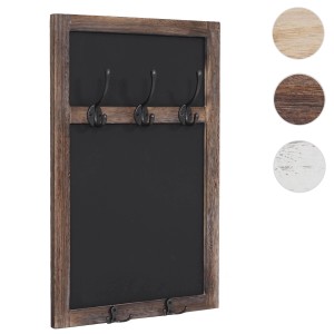 MCW Wandgarderobe C51 mit Kreidetafel im Shabby-Look, braun, mit Haken.