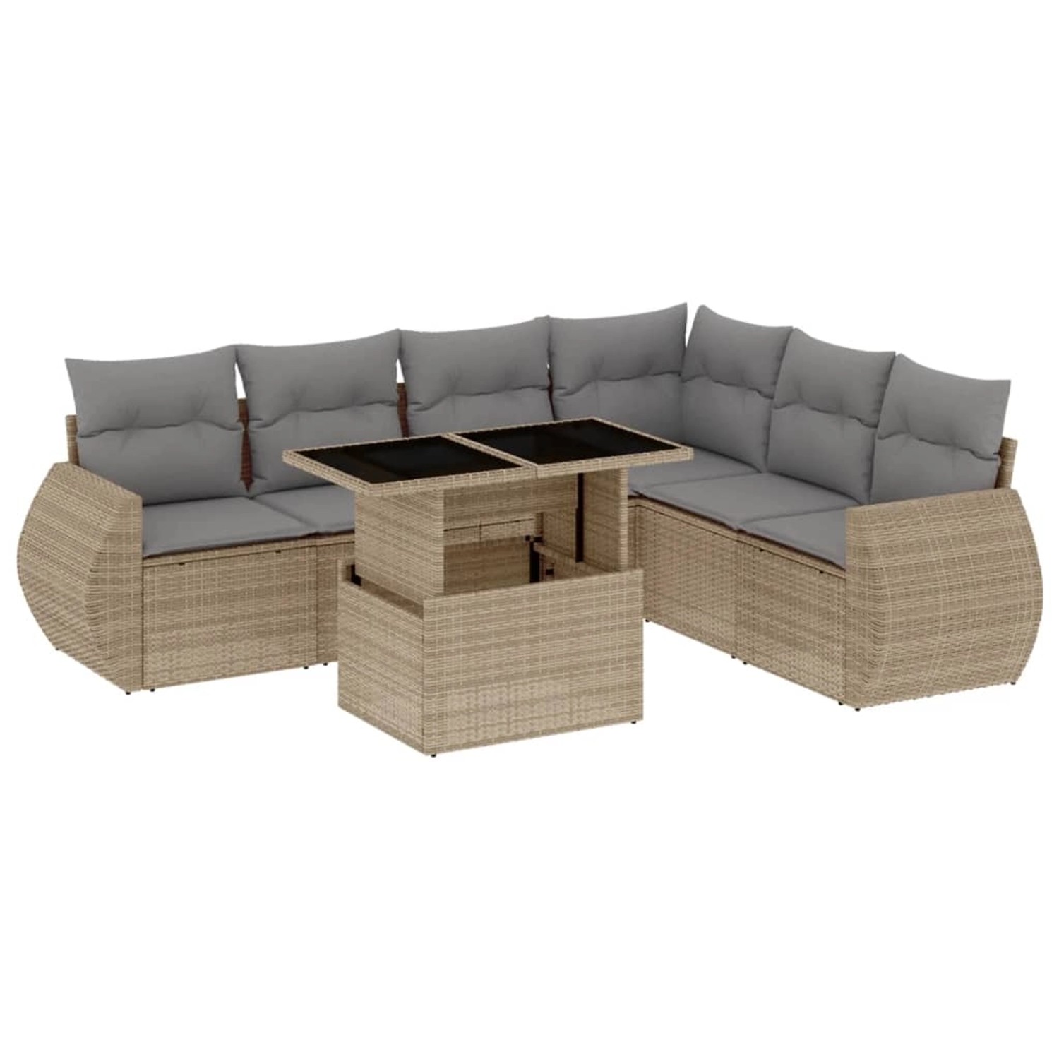 vidaXL 7-Tlg Garten-Sofagarnitur mit Kissen Beige Poly Rattan 3268559 günstig online kaufen