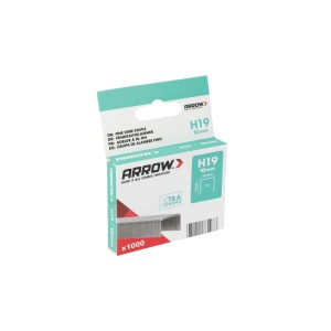 Arrow Klammern H19, 10 mm, 1000 Stück, für Hammertacker, zum Befestigen von Stoffen, Geweben und Polstern.