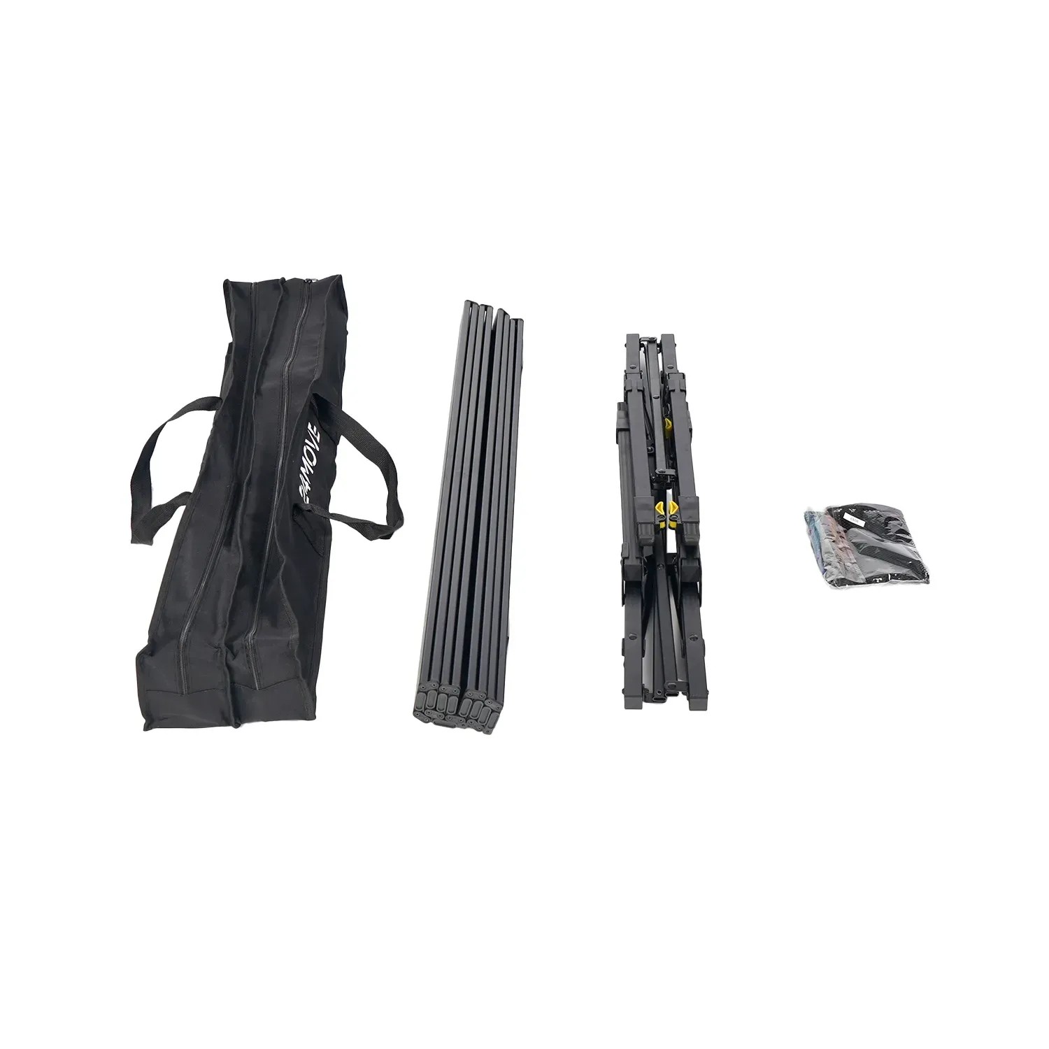 24MOVE Campingtisch klappbar, Aluminium, höhenverstellbar, mit Tragetasche, zusammengeklappt.