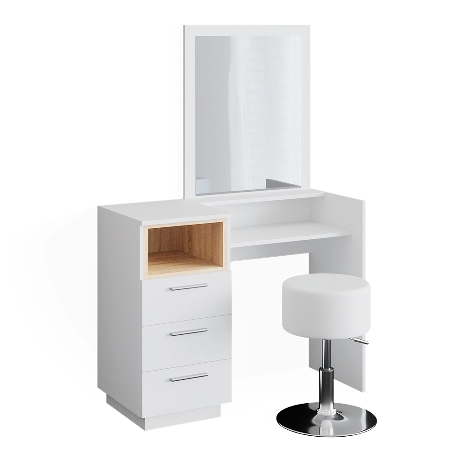Vicco Schminktisch Beatrice Weiß/Eiche 42 cm mit Hocker günstig online kaufen