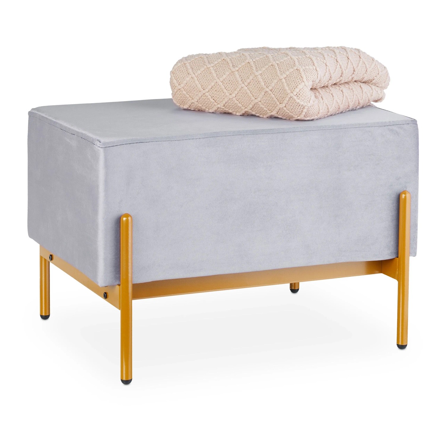 Relaxdays Sitzbank Samt Grau Gepolstert 40 cm x 60 cm x 43 cm 6,5 kg