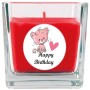 HS Candle Duftkerze Happy Birthday mit Katze im Glas, rote Kerze