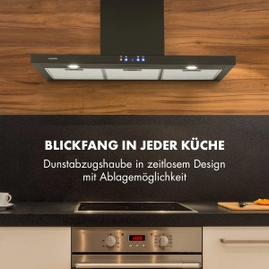 Klarstein Limelight Dunstabzugshaube 90cm, schwarze Wandhaube in Küche.
