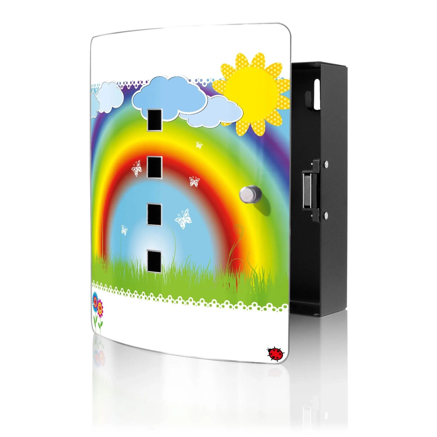 Banjado Design Schlüsselkasten Aus Edelstahl Für 10 Schlüssel 24x21,5x7cm Mit Magnetverschluss Motiv Regenbogen