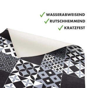 KARAT CV-Belag Vinylboden in Grau mit Vintage Fliesenoptik, Detailansicht der Oberfläche.