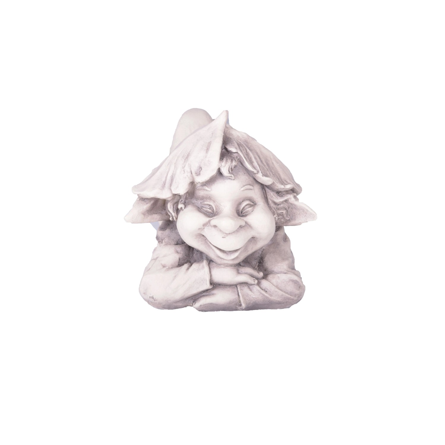 Weiße DELUKE Gartenfigur NOAH Troll aus Kunststoff, 25x23x43cm, Gartendeko für den Außenbereich.