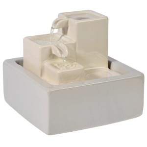 Dobar Zimmerbrunnen Etagère aus Keramik, 16,5x19x19cm, mit Wasserlauf. Ideal für entspannende Atmosphäre.