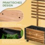Outsunny Hochbeet aus Tannenholz mit Rankhilfe und Rädern, Detailaufnahme der Entwässerungslöcher und des Vliesstoff-Innenfutters.