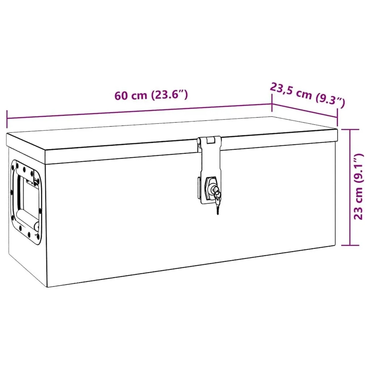 DELUKE Aluminiumbox Mit Deckel Abschließbar Alubox Deichselbox Alu Anhängerbox Werkzeugkiste Transportbox Metallkiste 60x23,5x23cm Silber_8