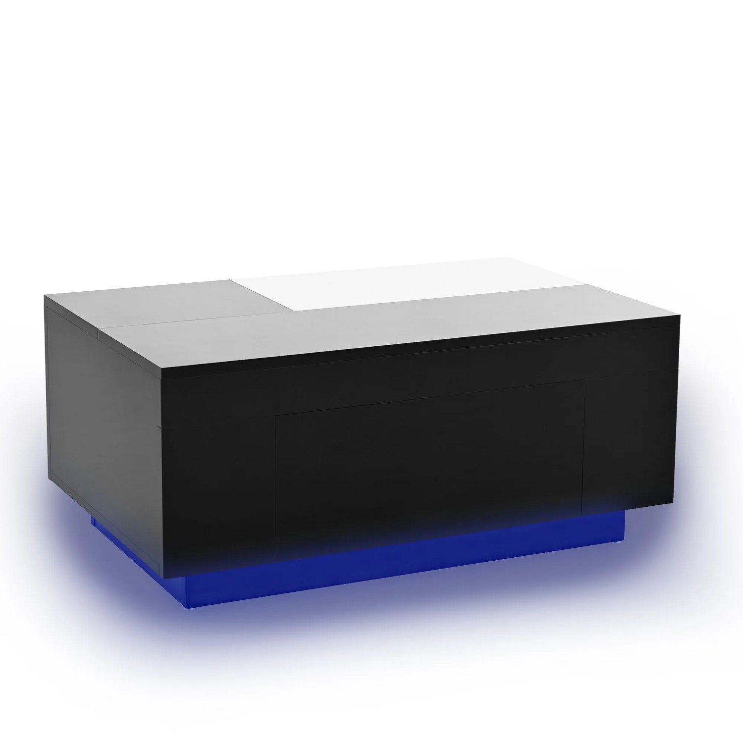 PXloue Couchtisch Ausziehbar Wohnzimmertisch Hochglanz Schwarz mit LED und Schublade 80cm