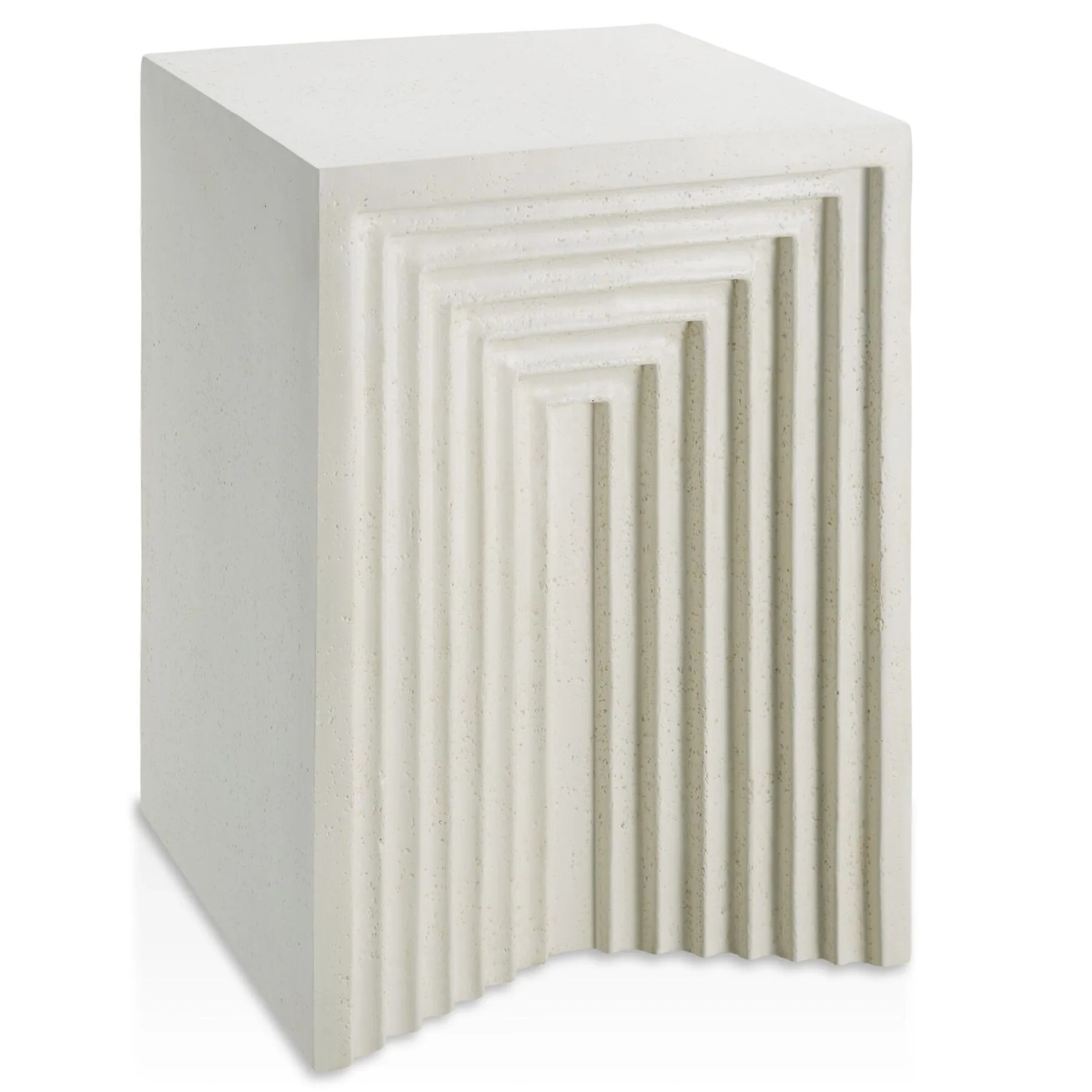 Tectake Beistelltisch Aline Rechteckig  Mit Reliefstruktur Wetterfestes Magnesiumoxid  38 x 38 x 51 cm Creme