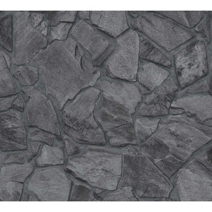 Livingwalls Tapete in Steinoptik, schwarz, anthrazitgrau und grau. Dekorative Vliestapete.