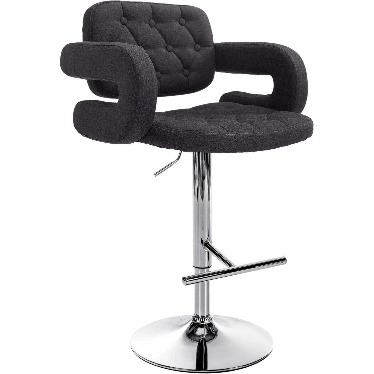 CLP Barhocker Dublin Stoff Schwarz/Chrom