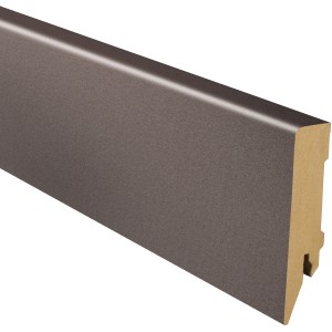 Sockelleiste MDF K80 Anthrazit, 75 mm hoch, mit Kabelkanal.