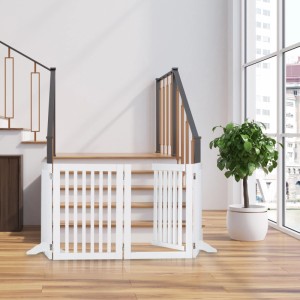 Relaxdays Treppenschutzgitter MDF Weiß Mit Tür 70 cm x 207 cm x 30 cm 11,5 kg