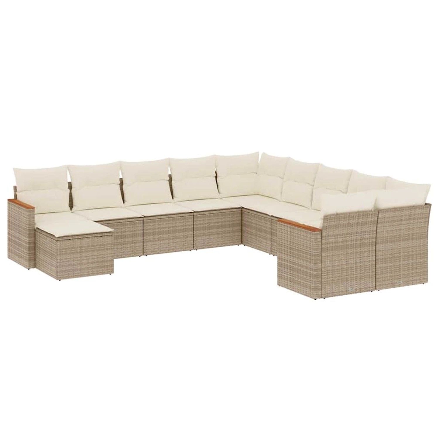 vidaXL 11-Tlg Garten-Sofagarnitur mit Kissen Beige Poly Rattan 3226569 günstig online kaufen