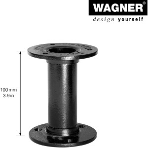 Schwarzes Wagner Möbelbein Industrial Pipe, 100 mm lang, für Möbelbau im Industrial Style.