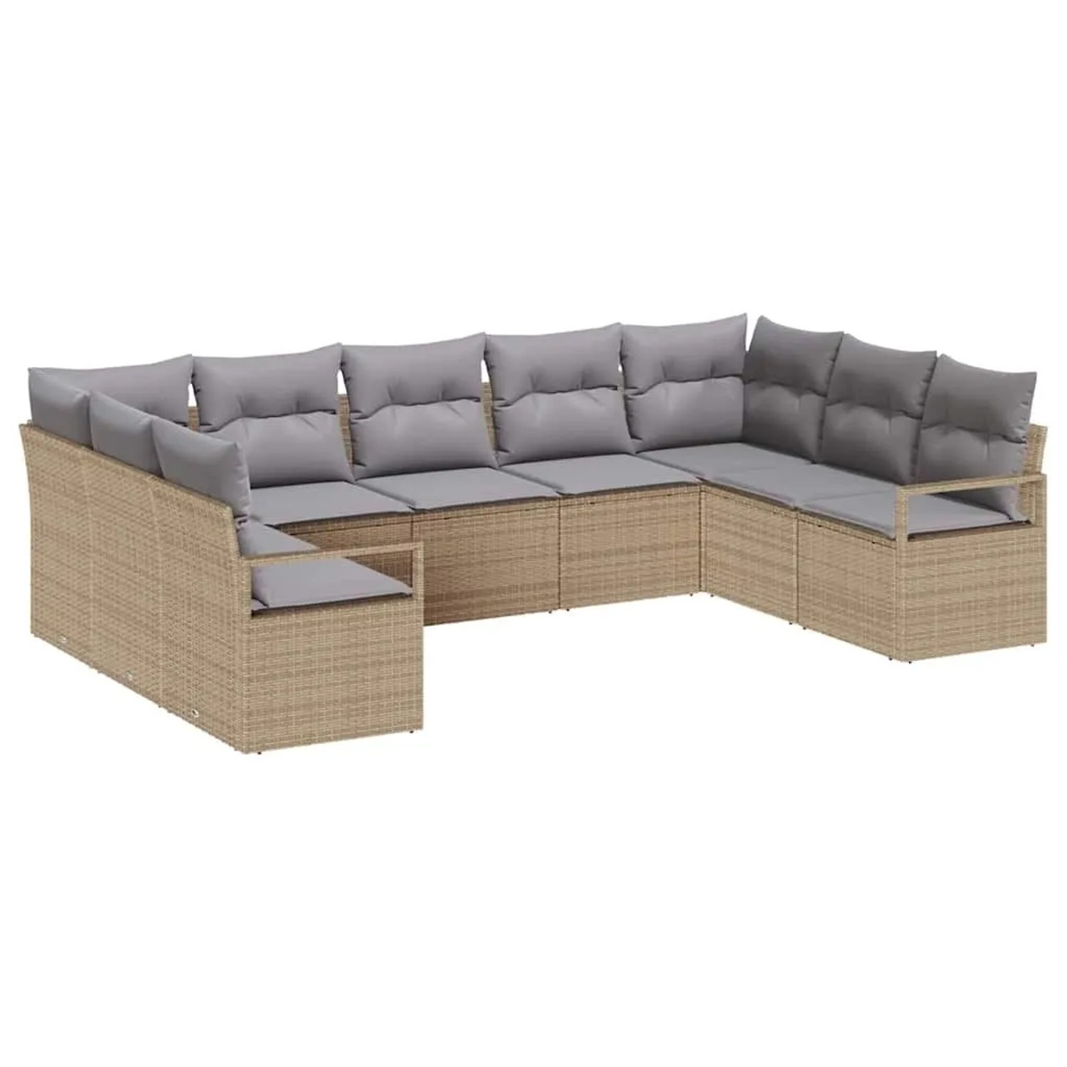 vidaXL Gartensofa-set mit Kissen 9-Tlg Beige und Hellgrau Poly-Rattan 33552 günstig online kaufen