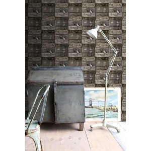 ESTAhome Tapete Vintage Koffer Dunkelbraun 53 cm x 10.05 m