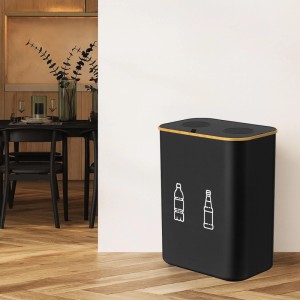 Relaxdays Pfandflaschen Sammelbehälter Baumwolle Bambus Fiberglas Schwarz 2 Fächer Waschbar 160 l 70 cm x 57 cm x 37 cm