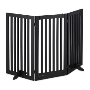 Relaxdays Absperrgitter MDF Schwarz mit Tür 92 cm x 154 cm x 30 cm 10,7 kg