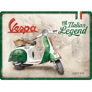 Nostalgic-Art Blechschild: Vespa Italien Legend, 30x40 cm. Retro-Schild mit Vespa im Italien-Design.