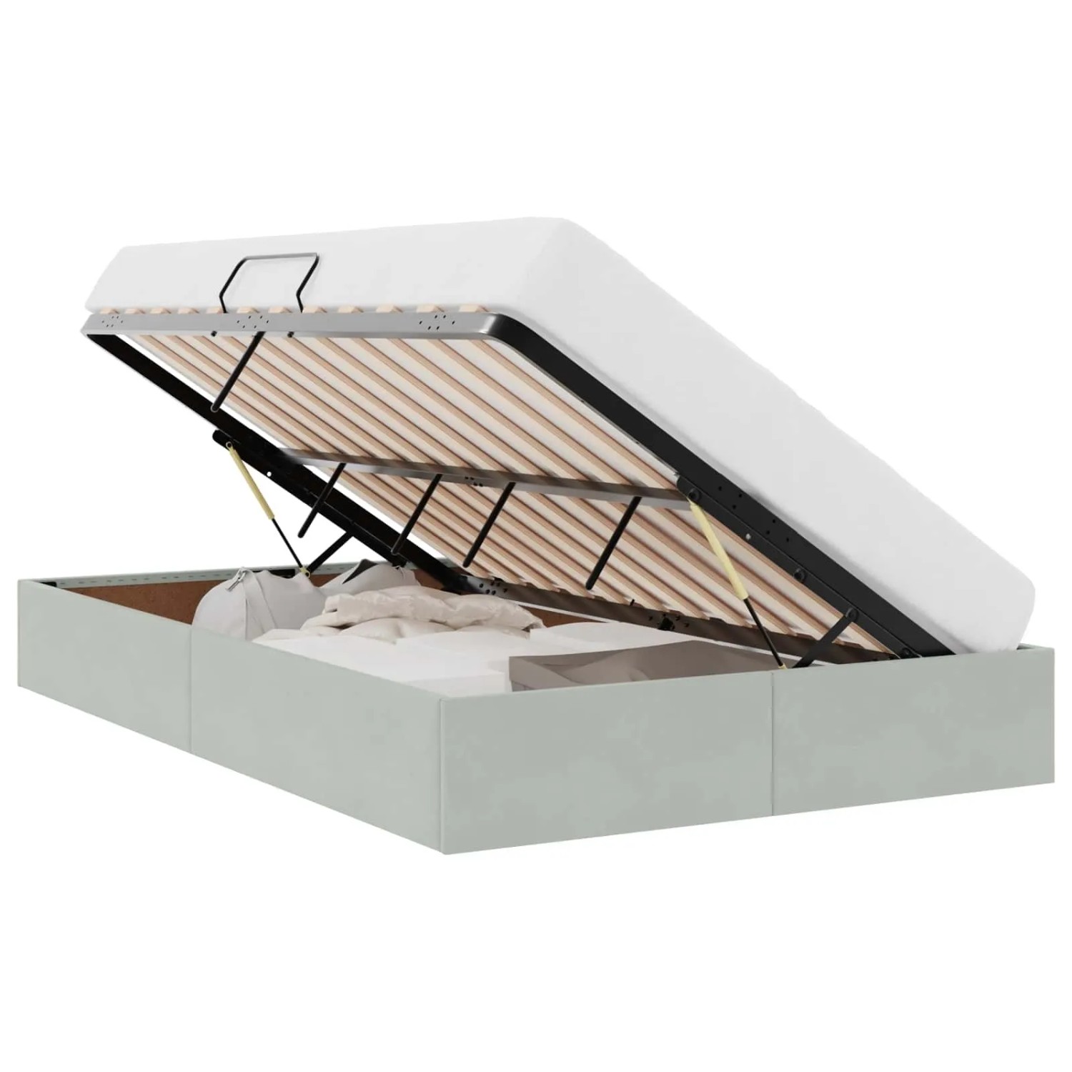 vidaXL Aufbewahrungsbett mit Kopfteil Hellgrau 120 x 200 cm Samt 3442874