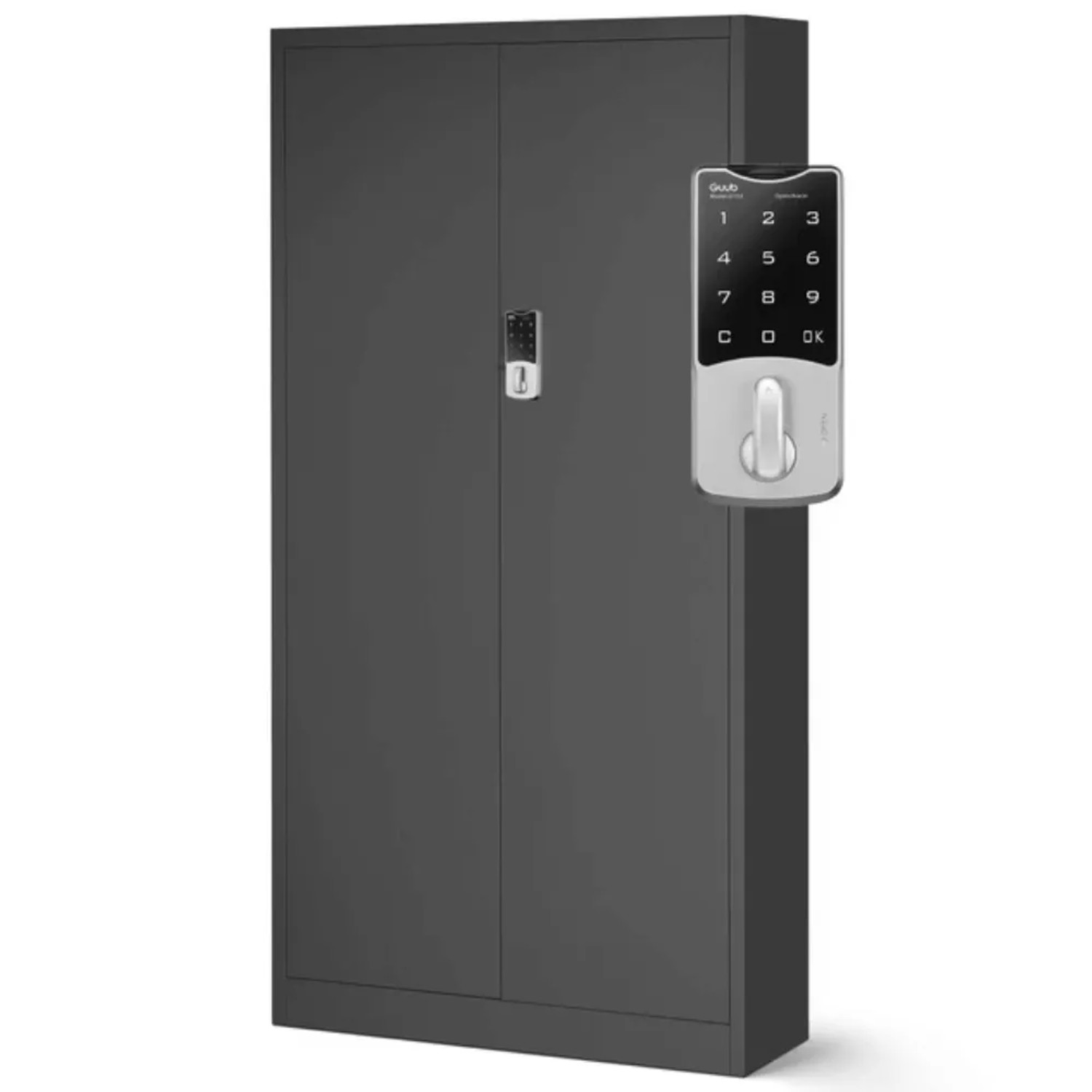 DELUKE Metallschrank Abschließbar ODIS mit Zahlenschloss 185 x 90 x 40 cm Anthrazit