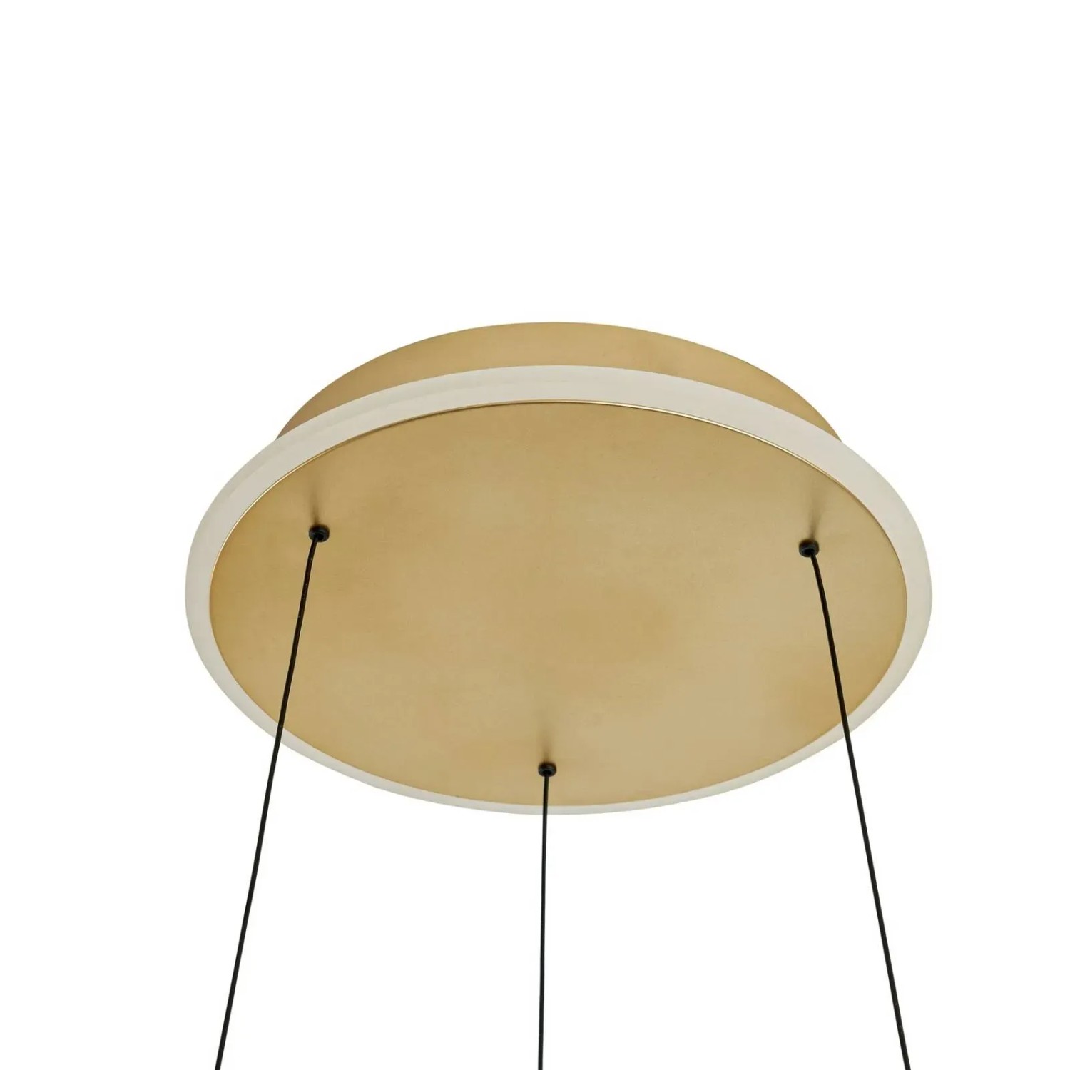 Moderne LED-Pendelleuchte Tindra in Gold/Messing, 40 cm Durchmesser für Wohnzimmer.