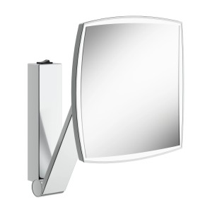 Keuco iLook move Kosmetikspiegel, beleuchtet, eckig, verchromt mit Schwenkarm und Wippschalter.