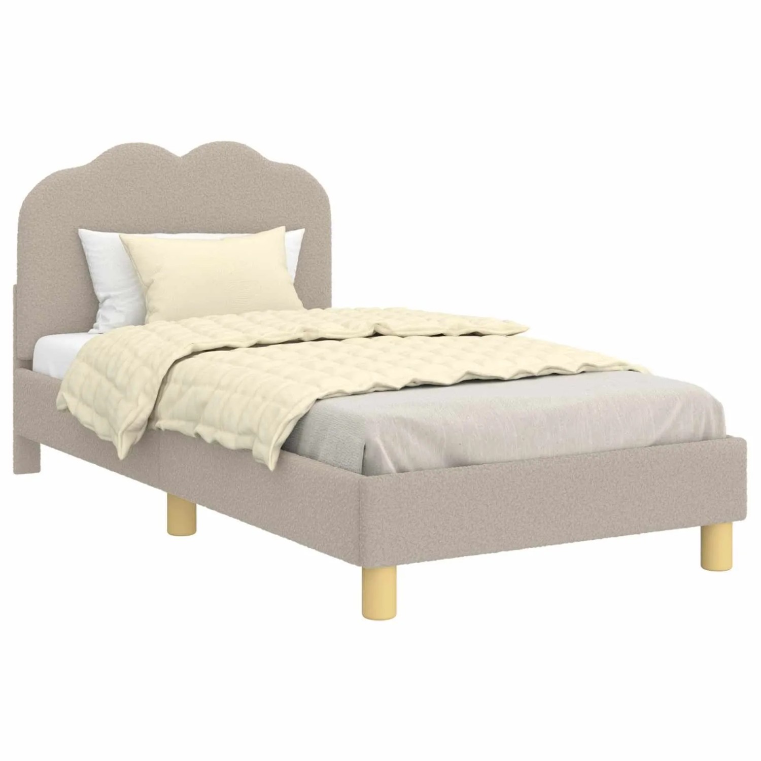 vidaXL Kinderbettgestell mit Kopfteil Hellgrau 80 x 160 cm Schafstoff 42010969